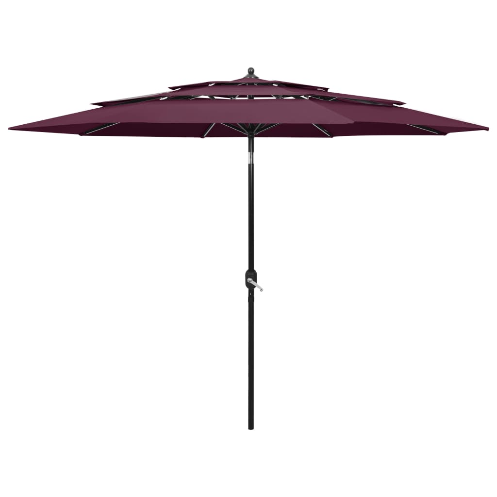 Vidaxl Parasol 3 capas con poste de aluminio 3 M Burdeos rojo
