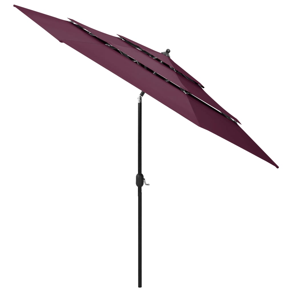 Vidaxl Parasol 3 capas con poste de aluminio 3 M Burdeos rojo