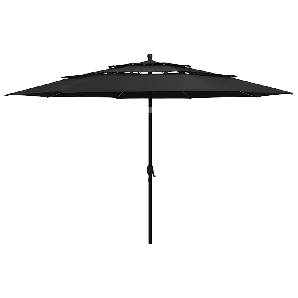 Sombrilla vidaxl 3 capas con mástil de aluminio 3,5 m negro