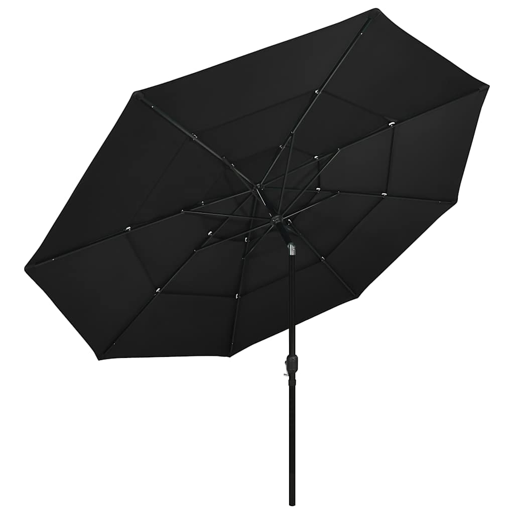 Sombrilla vidaxl 3 capas con mástil de aluminio 3,5 m negro