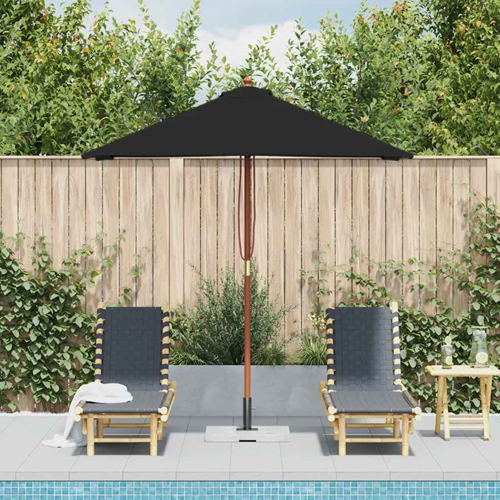 Parasol Vidaxl con poste de madera 150x200 cm negro