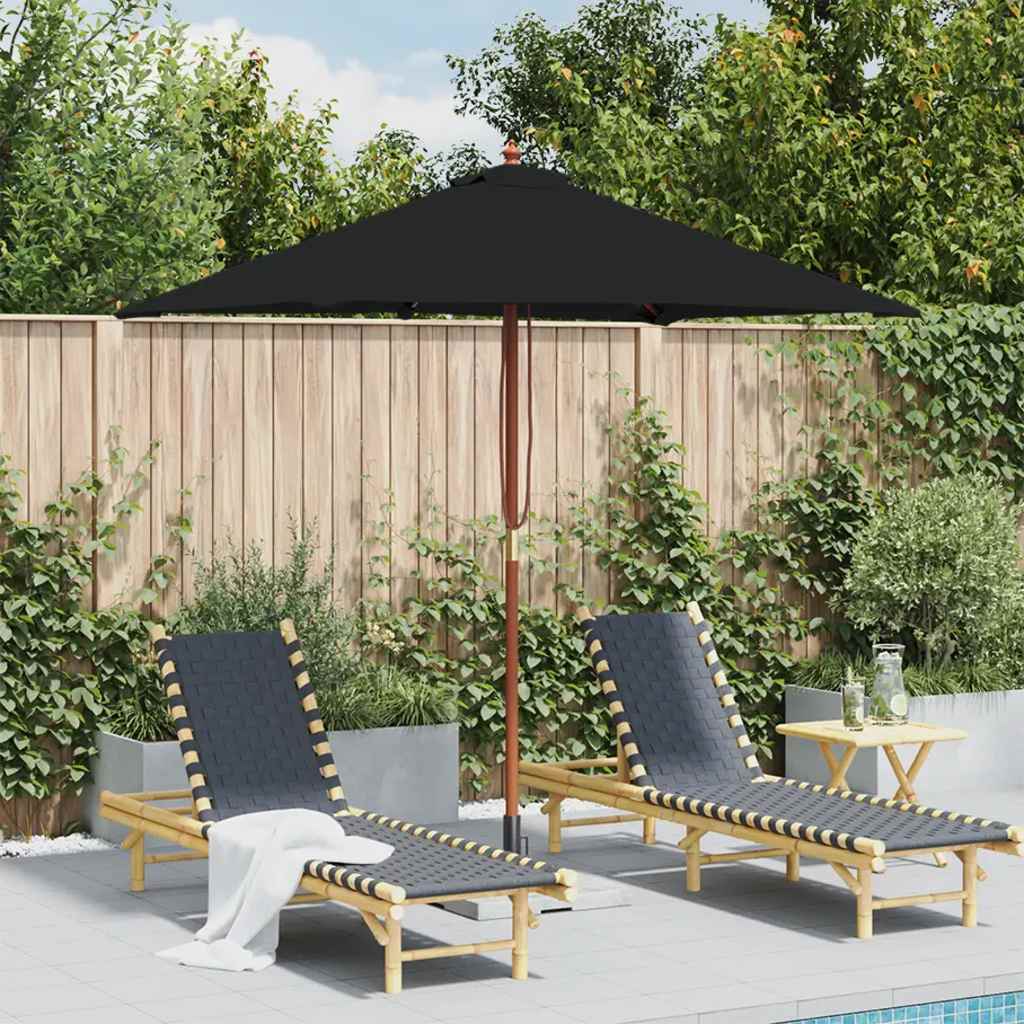 Parasol Vidaxl con poste de madera 150x200 cm negro