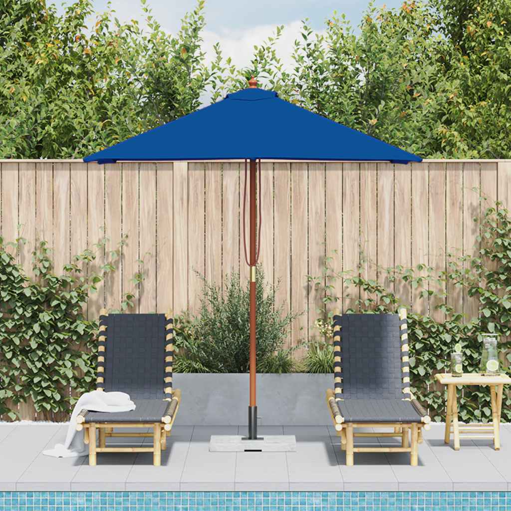 Parasol Vidaxl con poste de madera 150x200 cm azul