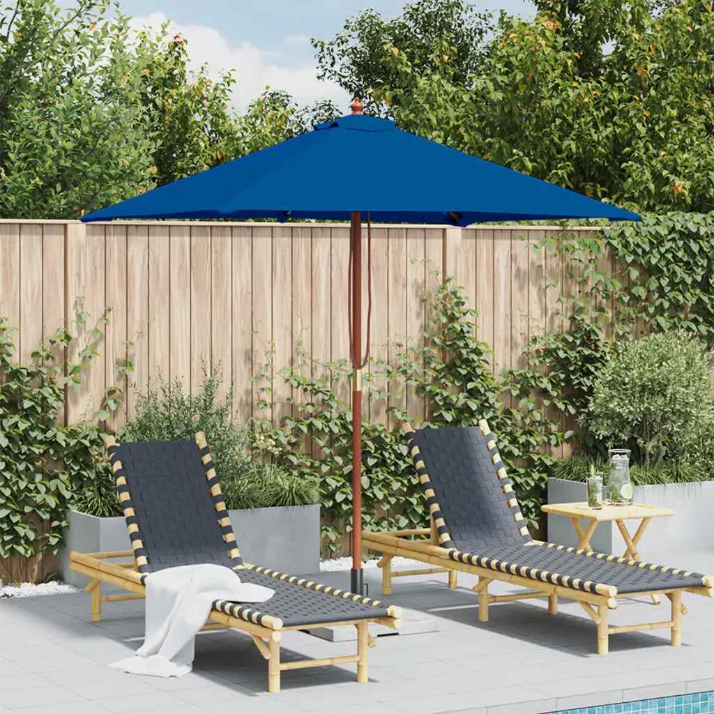 Parasol Vidaxl con poste de madera 150x200 cm azul