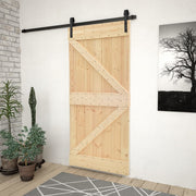 VidaXL Schuifdeur met beslag 100x210 cm massief grenenhout - afbeelding 1