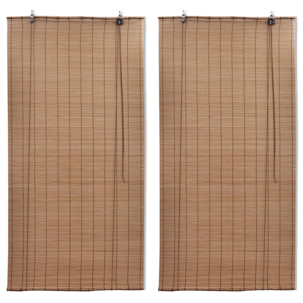 Vidaxl Roller Blinds 2 PCS 120x220 cm Bamboo Brown