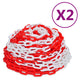 Vidaxl Sicurezza catene da 2 pezzi 30 m in plastica rossa e bianca