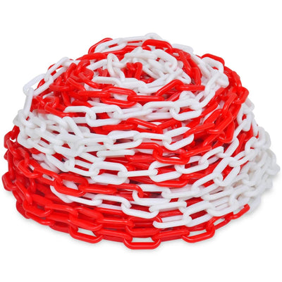 Vidaxl Sicurezza catene da 2 pezzi 30 m in plastica rossa e bianca