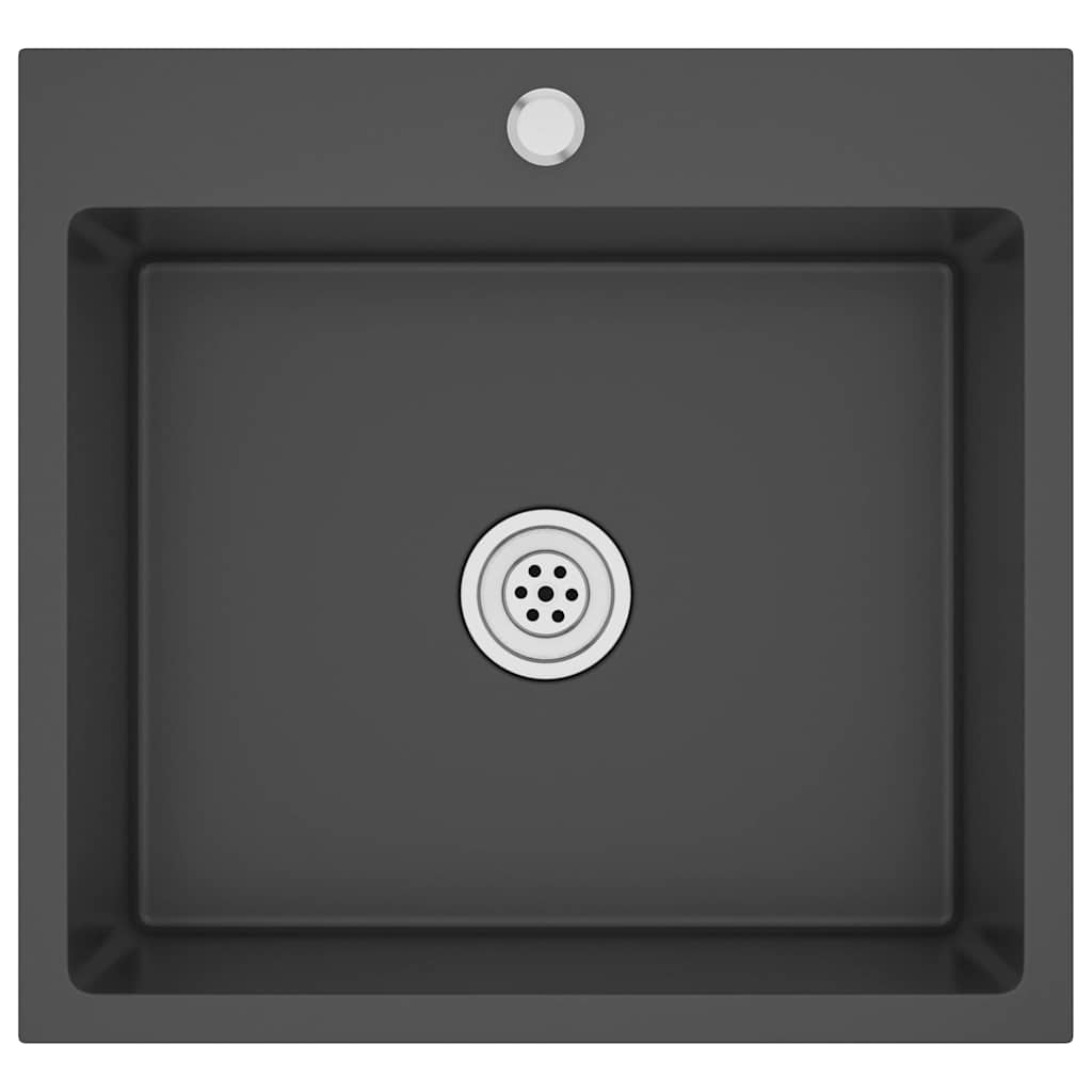 Vidaxl fregadero de acero inoxidable hecho a mano