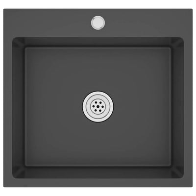 Vidaxl gootsteen handgemaakt roestvrij staal zwart