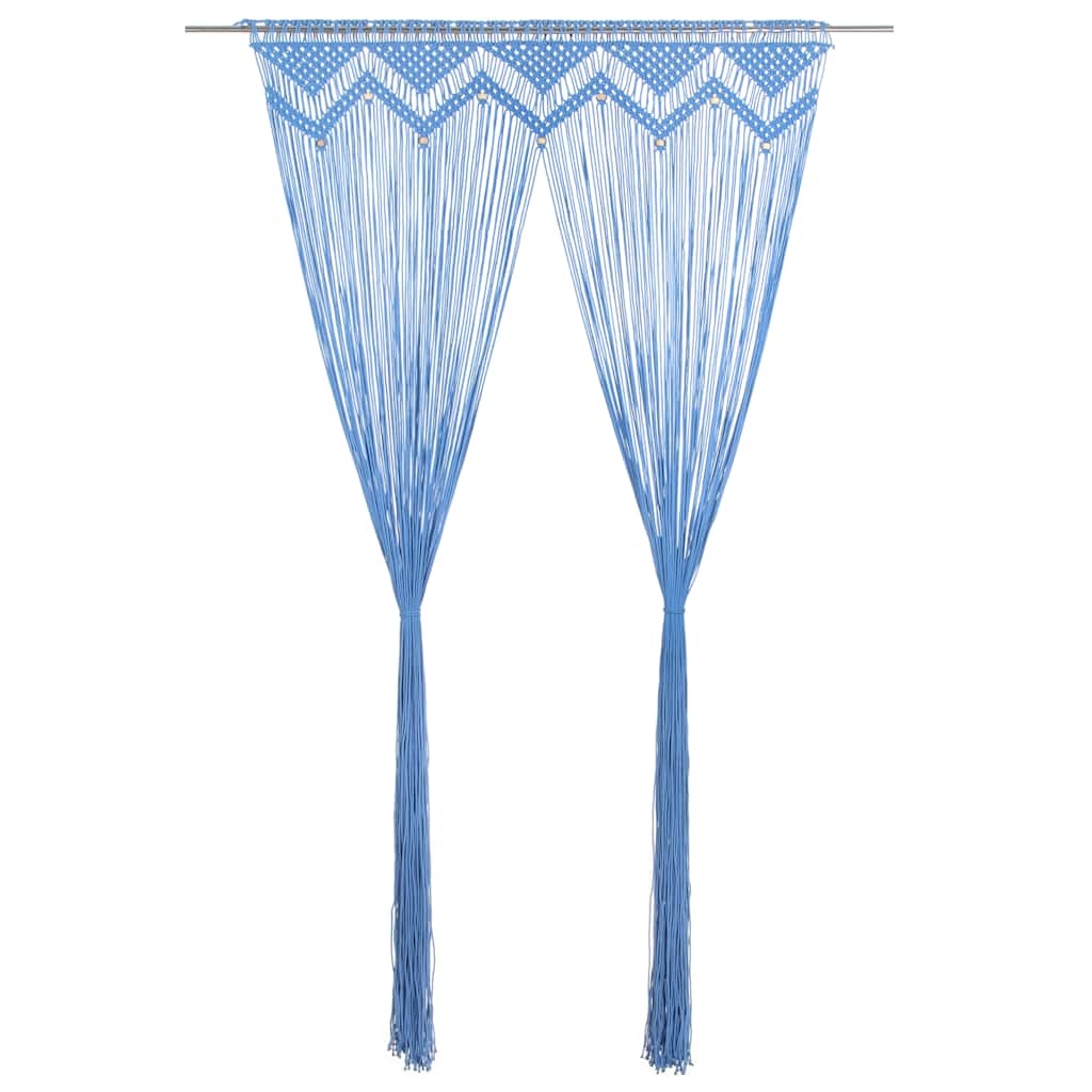 Vidaxl Curtain Macramé 140x240 cm blu cotone