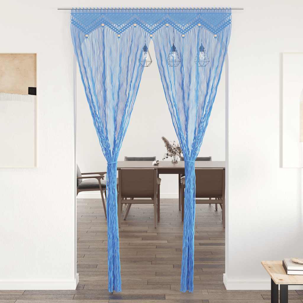 Vidaxl Curtain Macramé 140x240 cm blu cotone