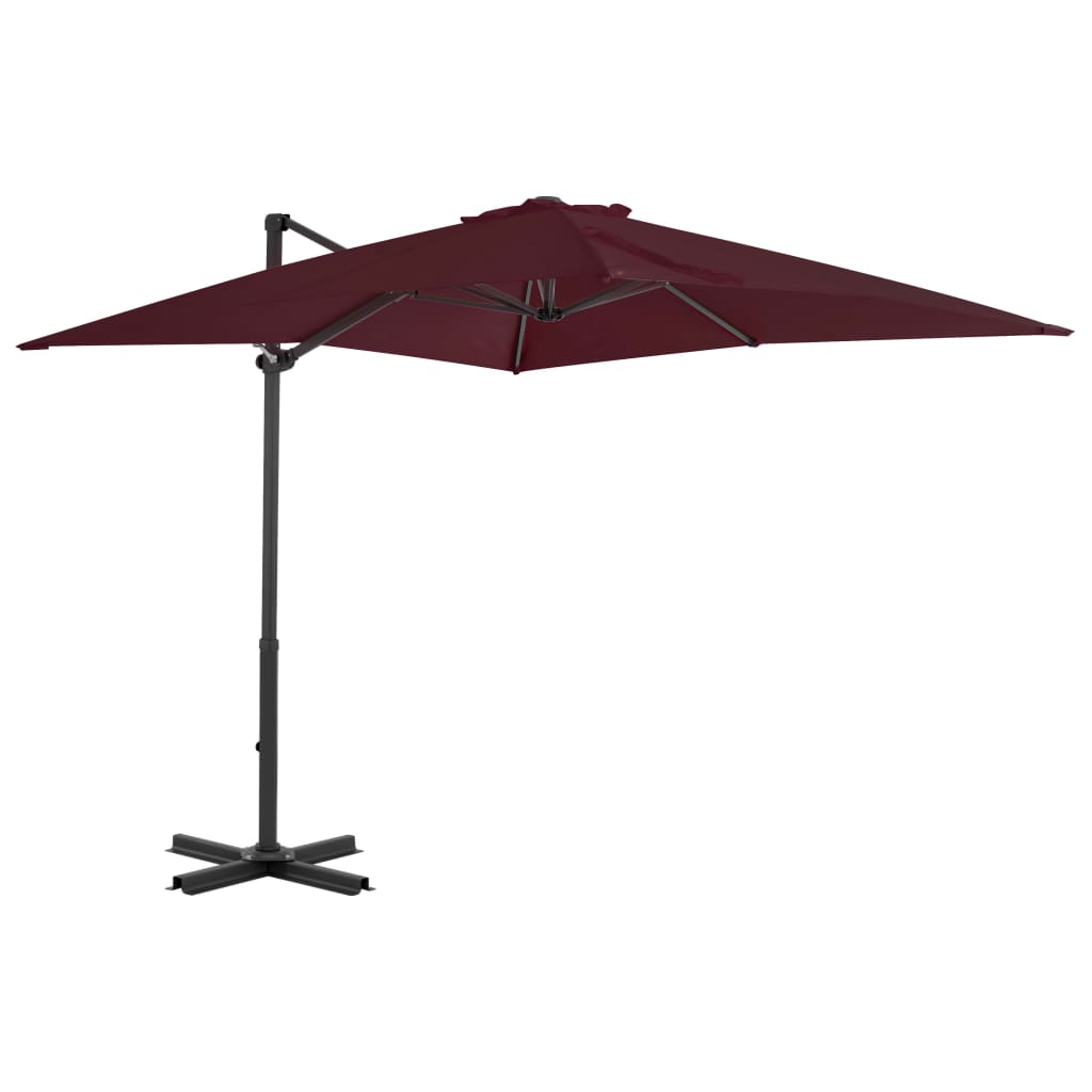 Parasol flotante Vidaxl con poste de aluminio 250x250 cm Borgoña roja