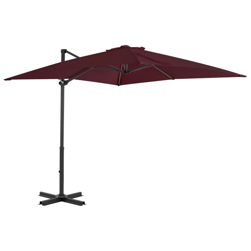 Parasol flotante Vidaxl con poste de aluminio 250x250 cm Borgoña roja