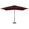 Parasol flotante Vidaxl con poste de aluminio 250x250 cm Borgoña roja