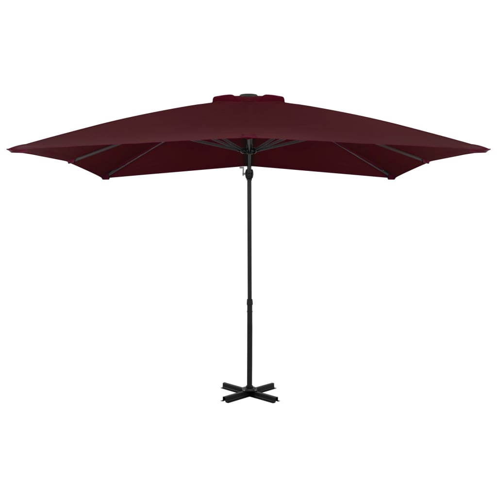 Parasol flotante Vidaxl con poste de aluminio 250x250 cm Borgoña roja