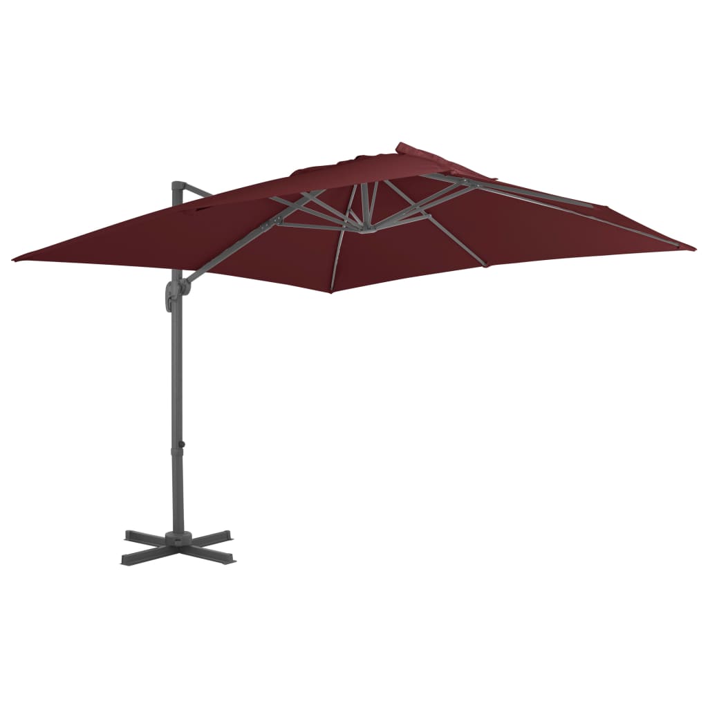 Parasol flotante Vidaxl con poste de aluminio 400x300 cm Borgoña roja