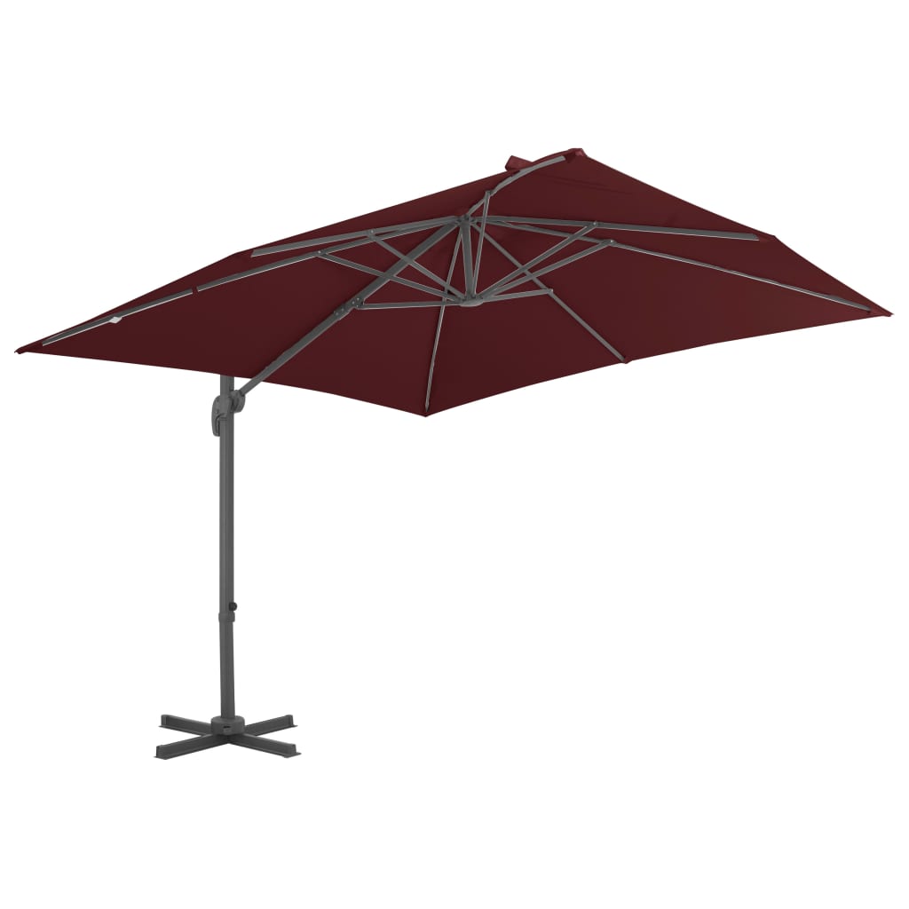 Parasol flotante Vidaxl con poste de aluminio 400x300 cm Borgoña roja
