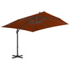 Vidaxl zweefparasol met aluminium paal 300x300 cm terracottakleurig