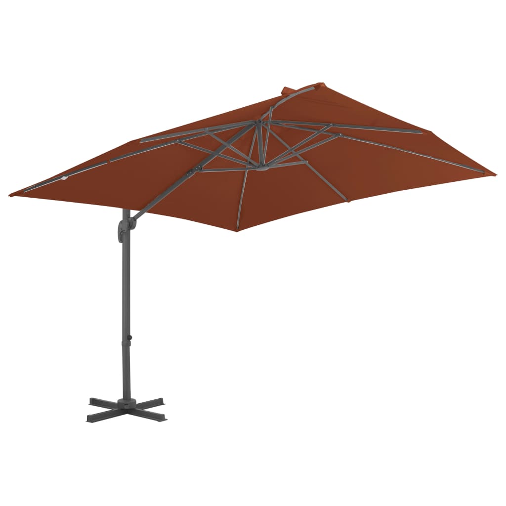 VIDAXL Floating Parasol con polo in alluminio 400x300 cm Terracotta.