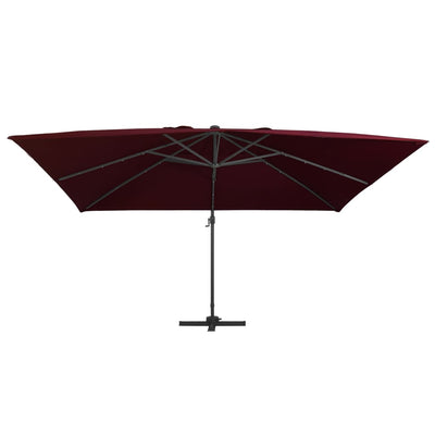 Vidaxl Floating parasol with LED lighting 400x300 cm Bordeaux red