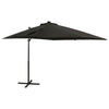 Parasol flotante Vidaxl con poste y iluminación LED de 250 cm de negro