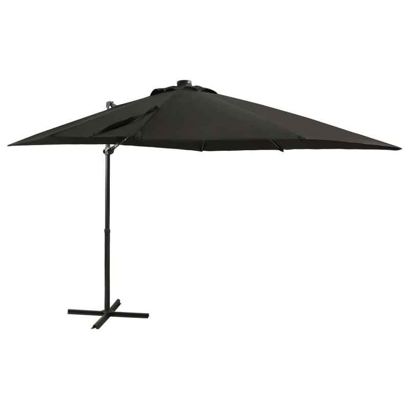 Parasol flotante Vidaxl con poste y iluminación LED de 250 cm de negro