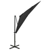 Parasol flotante Vidaxl con poste y iluminación LED de 250 cm de negro