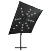 Parasol flotante Vidaxl con poste y iluminación LED de 250 cm de negro