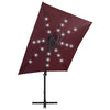 Parasol flotante Vidaxl con polo y iluminación LED 250 cm Burdeos rojo