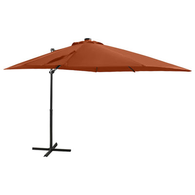 Parasol flotante de Vidaxl con pole y iluminación LED de 250 cm de color terracota