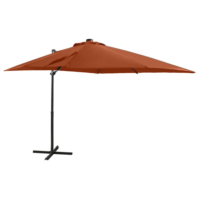 Parasol flotante de Vidaxl con pole y iluminación LED de 250 cm de color terracota