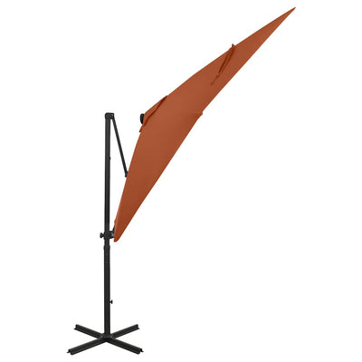 Parasol flotante de Vidaxl con pole y iluminación LED de 250 cm de color terracota