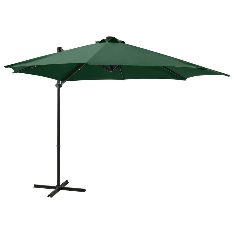 Parasol flotante Vidaxl con pole y iluminación LED de 300 cm verde