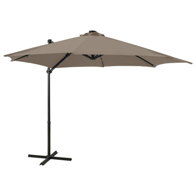 Vidaxl Floating parasol with pole and LED lighting 300 cm Taupe