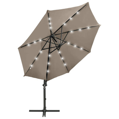 Vidaxl Floating parasol with pole and LED lighting 300 cm Taupe