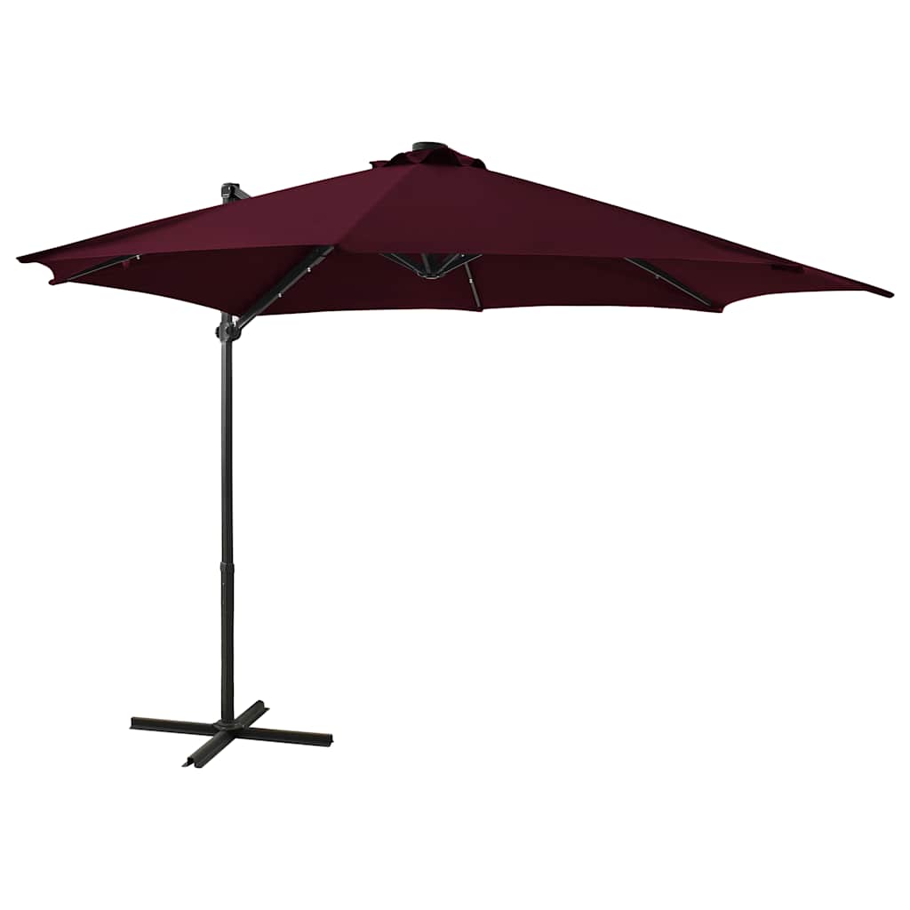 Parasol flotante de Vidaxl con polo y iluminación LED 300 cm Burdeos rojo