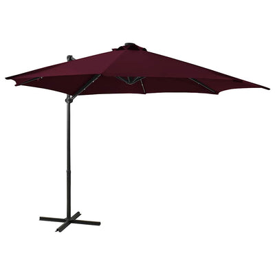 Parasol flotante de Vidaxl con polo y iluminación LED 300 cm Burdeos rojo