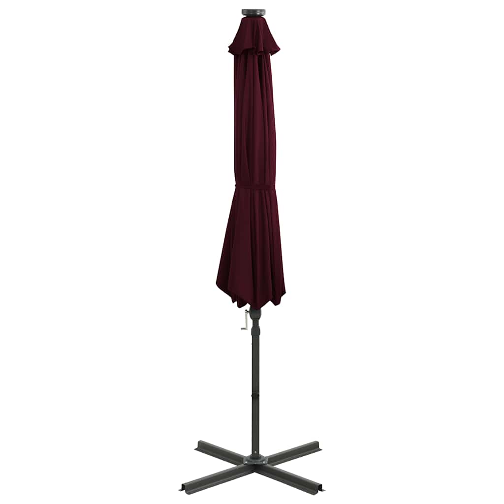 Parasol flotante de Vidaxl con polo y iluminación LED 300 cm Burdeos rojo