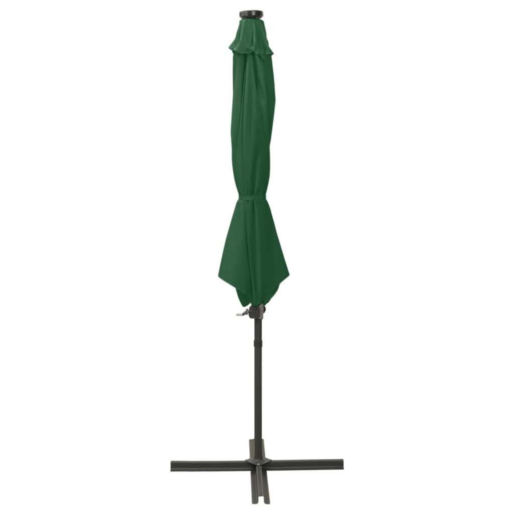 Parasol flotante Vidaxl con pole y iluminación LED de 300 cm verde