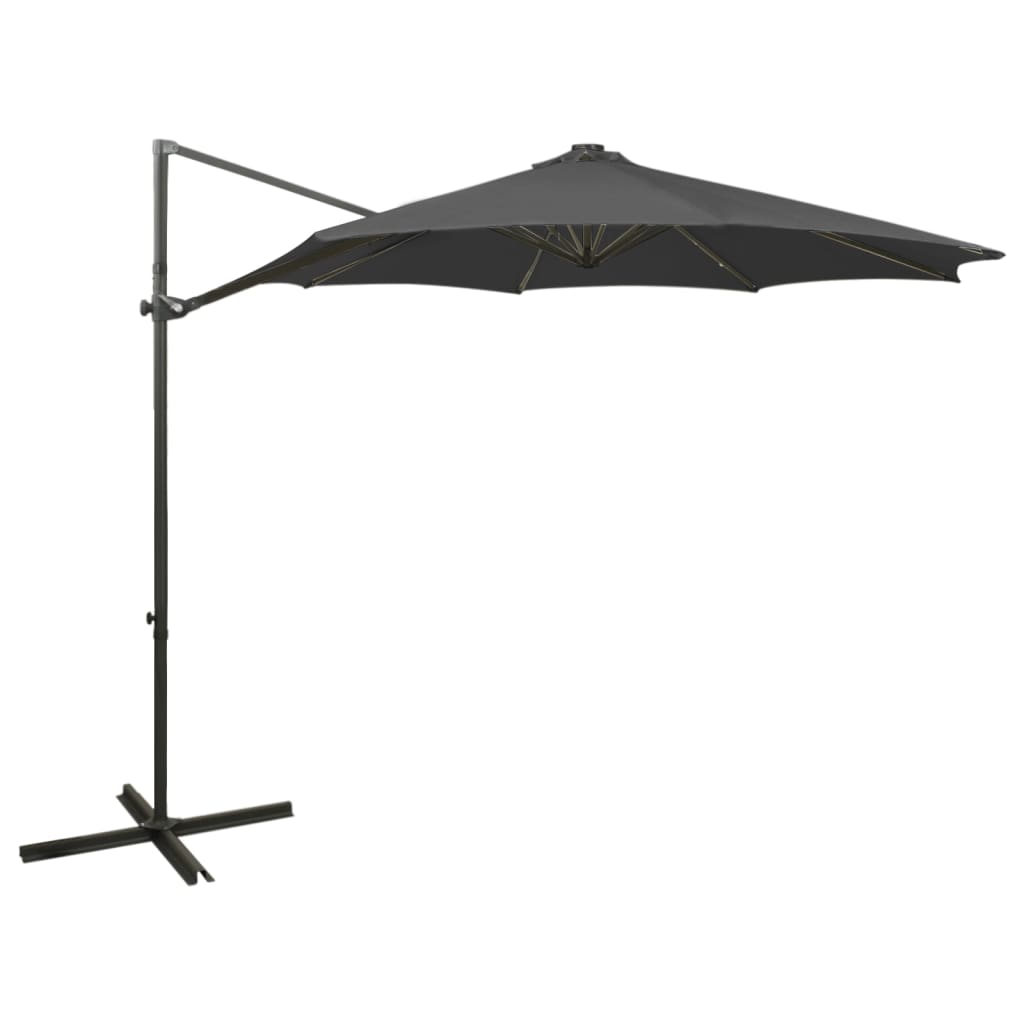 Vidaxl Parasolo galleggiante con polo e illuminazione a LED da 300 cm di colore antracite