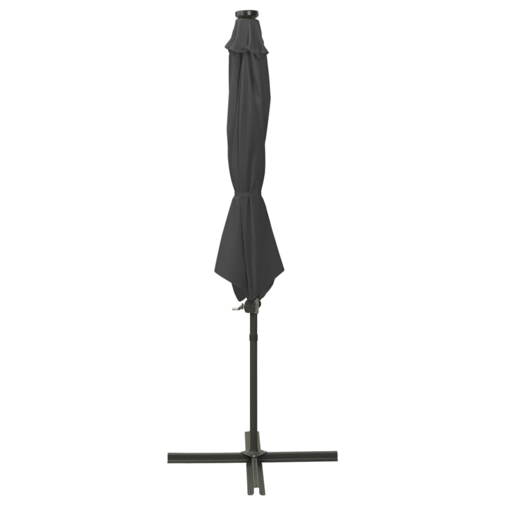 Vidaxl Parasolo galleggiante con polo e illuminazione a LED da 300 cm di colore antracite