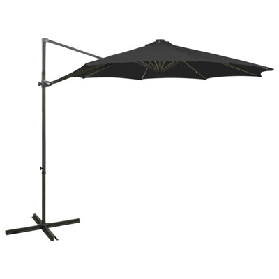 Vidaxl Floating parasol with pole and LED lighting 300 cm Black