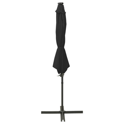 Vidaxl Floating parasol with pole and LED lighting 300 cm Black