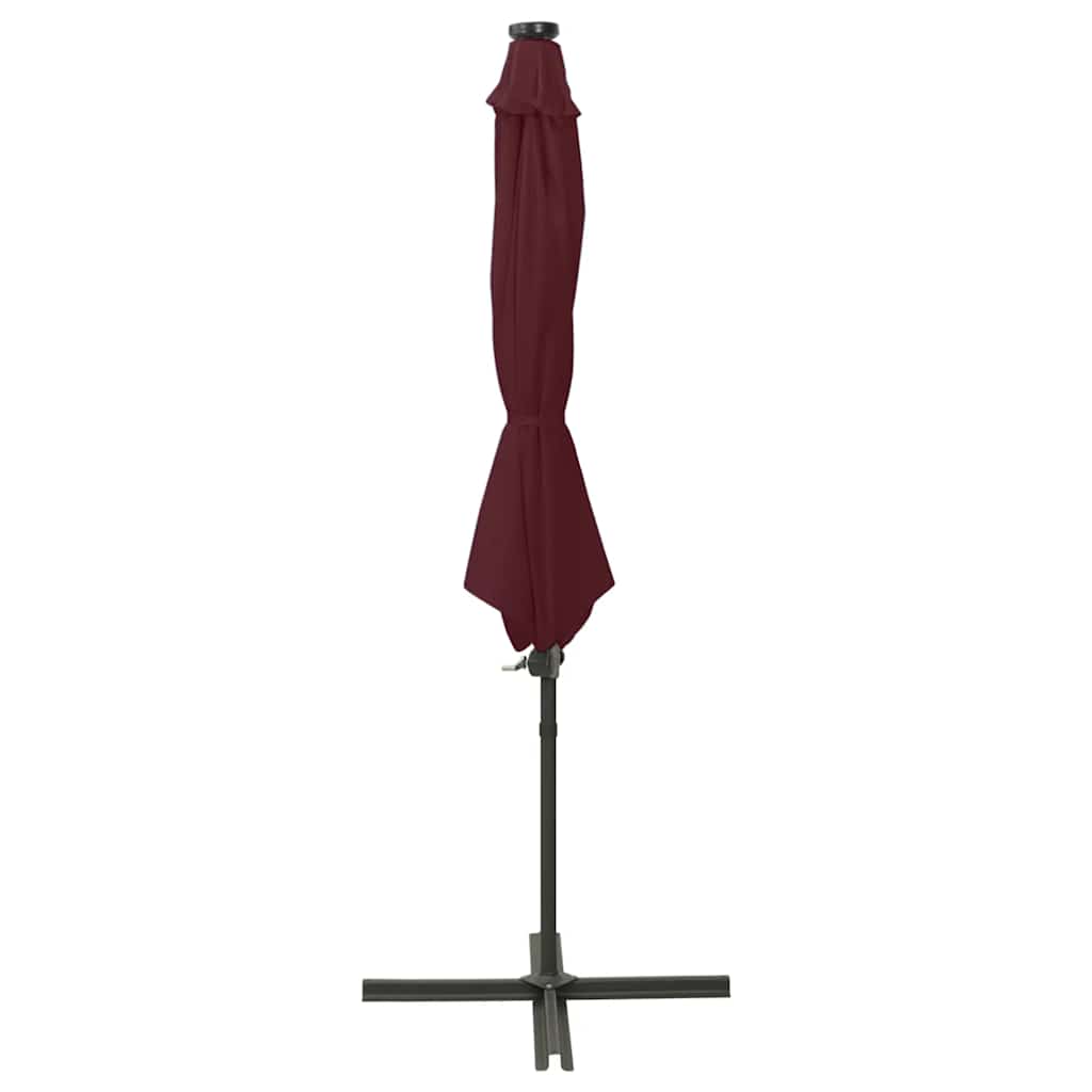 Parasol flotante de Vidaxl con polo y iluminación LED 300 cm Burdeos rojo