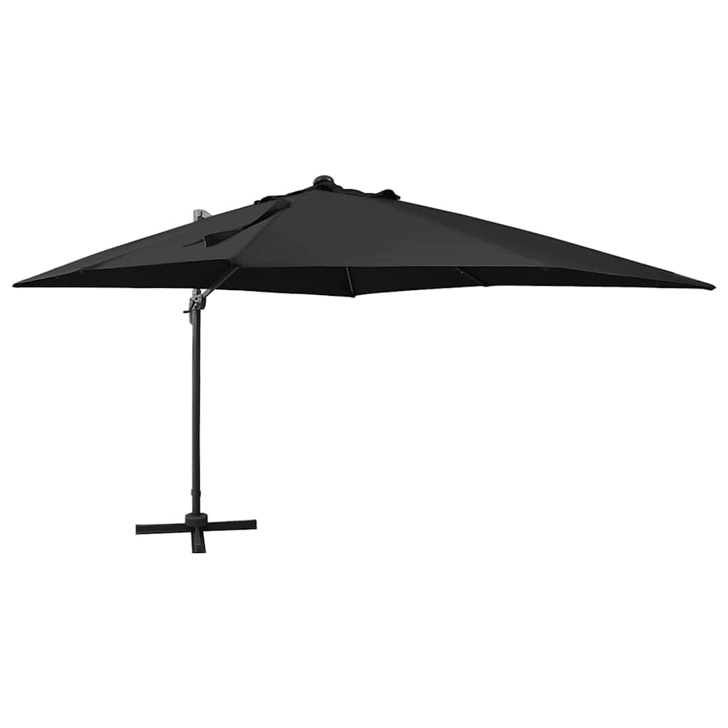 Vidaxl Parasolo galleggiante con polo e illuminazione a LED 300 cm Nero