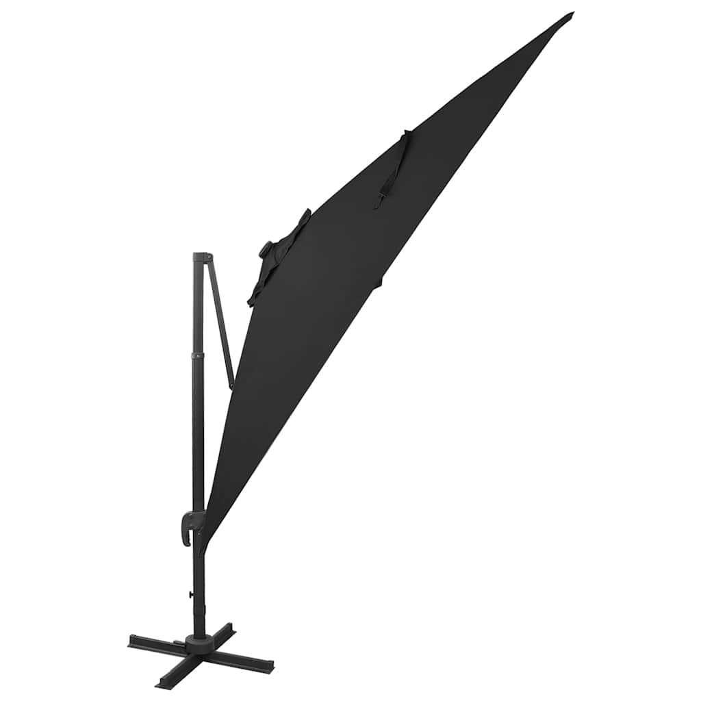 Vidaxl Parasolo galleggiante con polo e illuminazione a LED 300 cm Nero