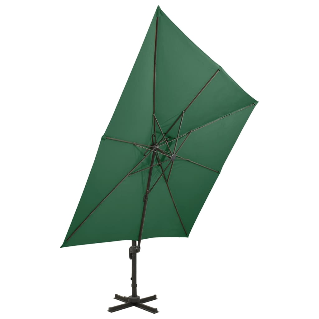 Parasol flotante de Vidaxl con techo doble de 300x300 cm de verde