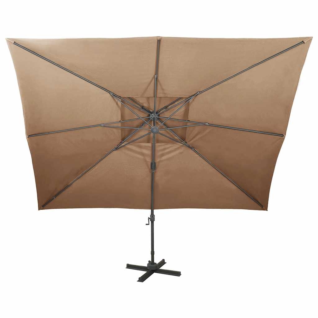 Vidaxl Parasolo galleggiante con doppio tetto 400x300 cm Taupe