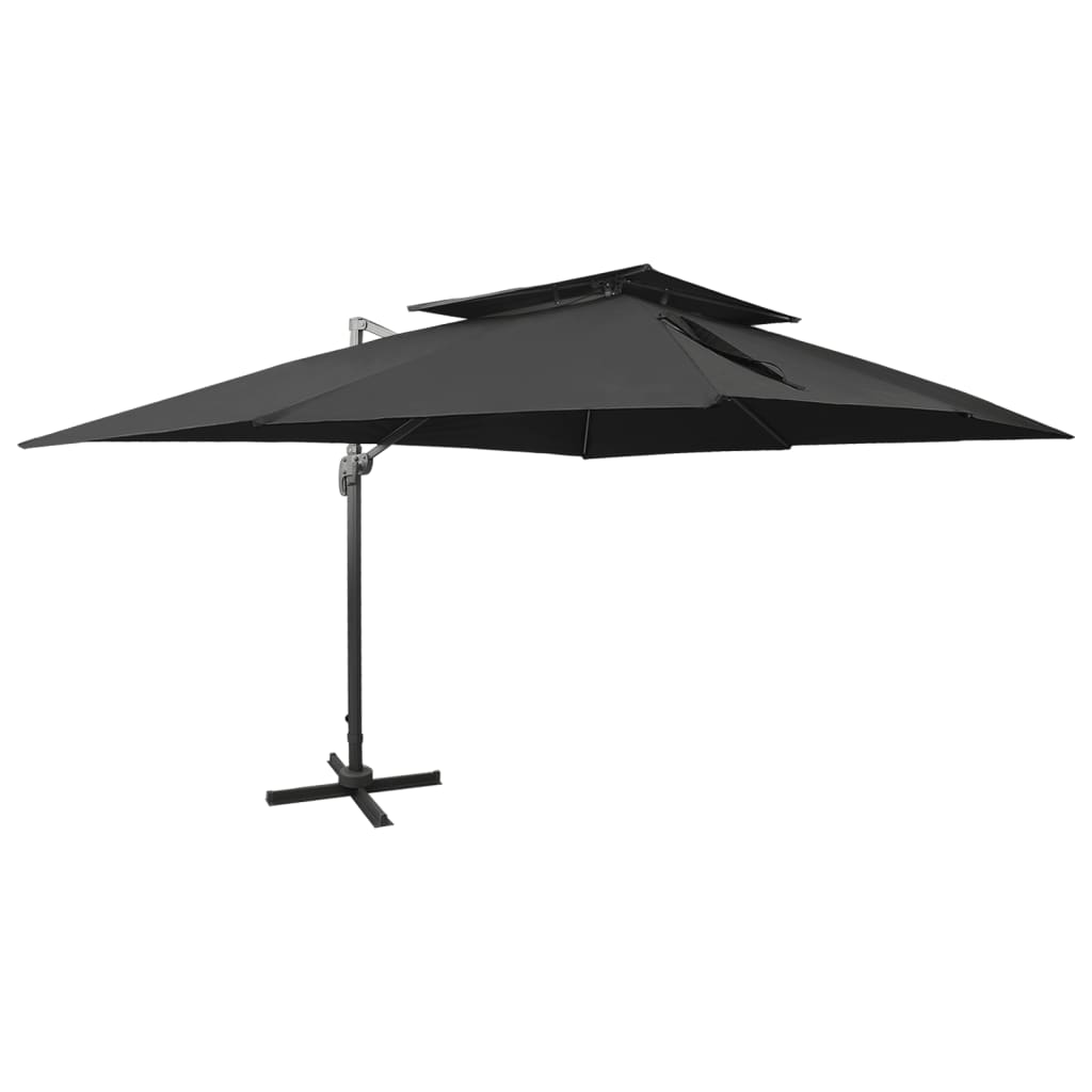 Parasol flotante de Vidaxl con techo doble de 400x300 cm negro